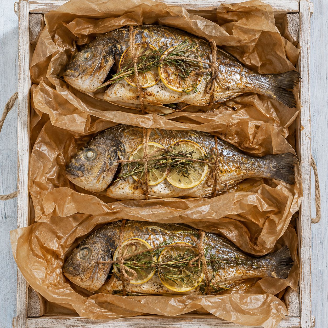 Whole sea bream en papillote