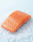 Salmon fillet on crushed ice