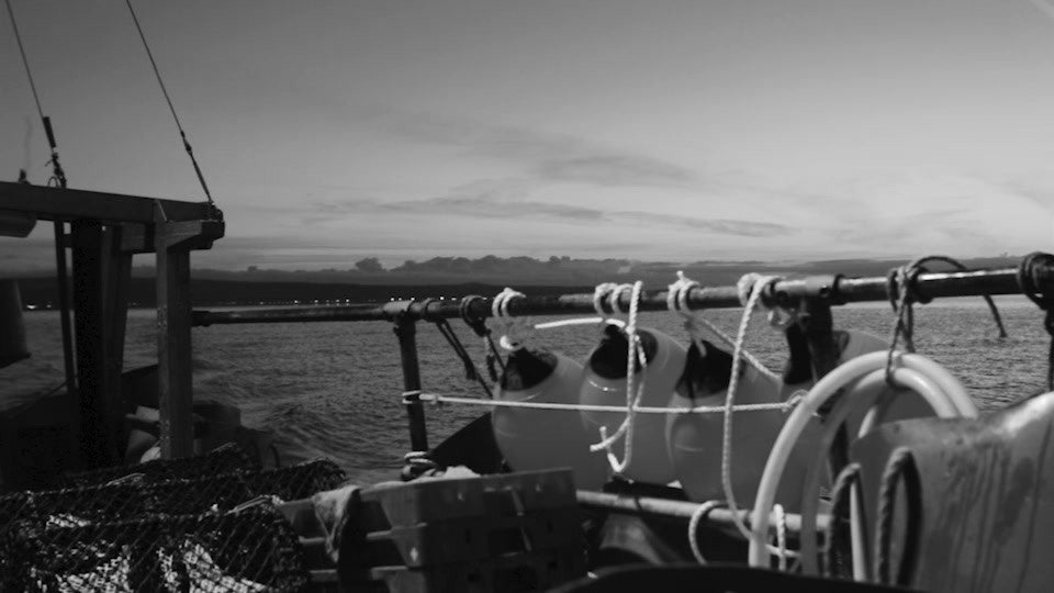 Black and white photograph of cold coastal water